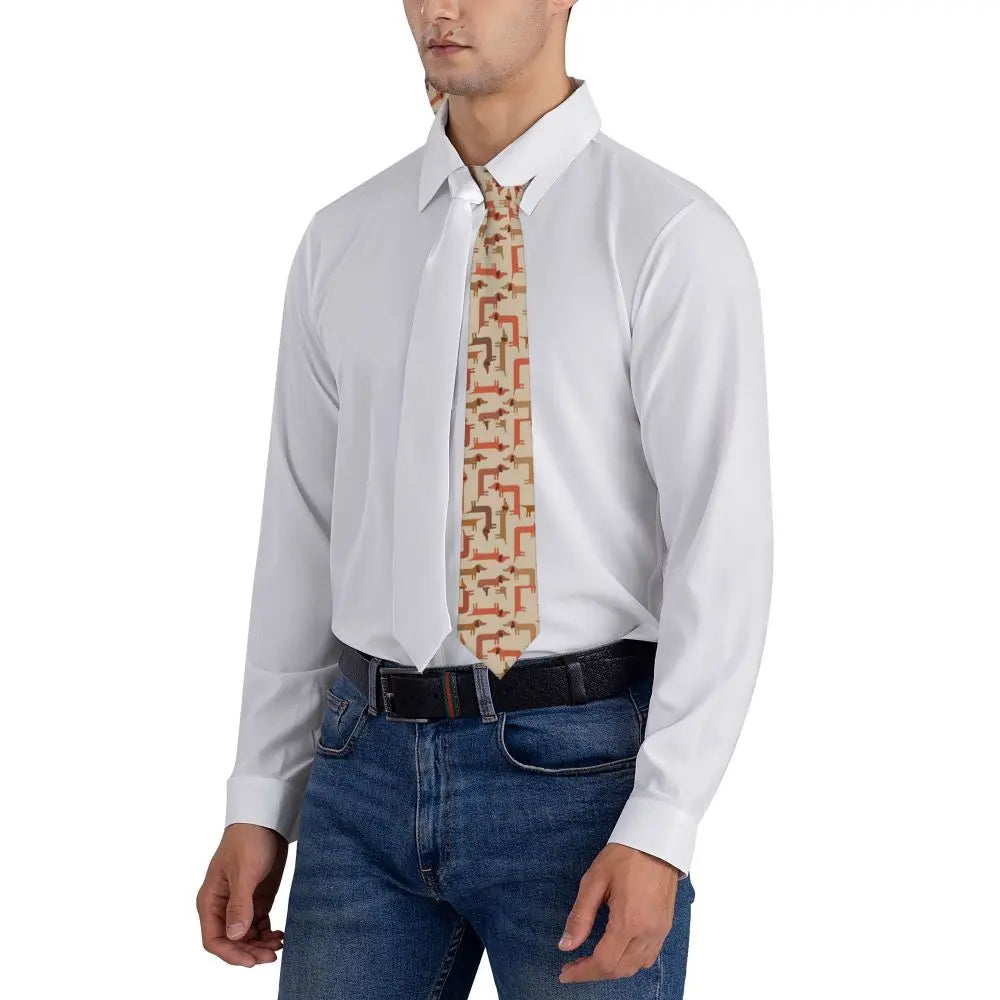 Dachshund Print Men’s Tie – Sausage Dog Novelty Necktie Gift