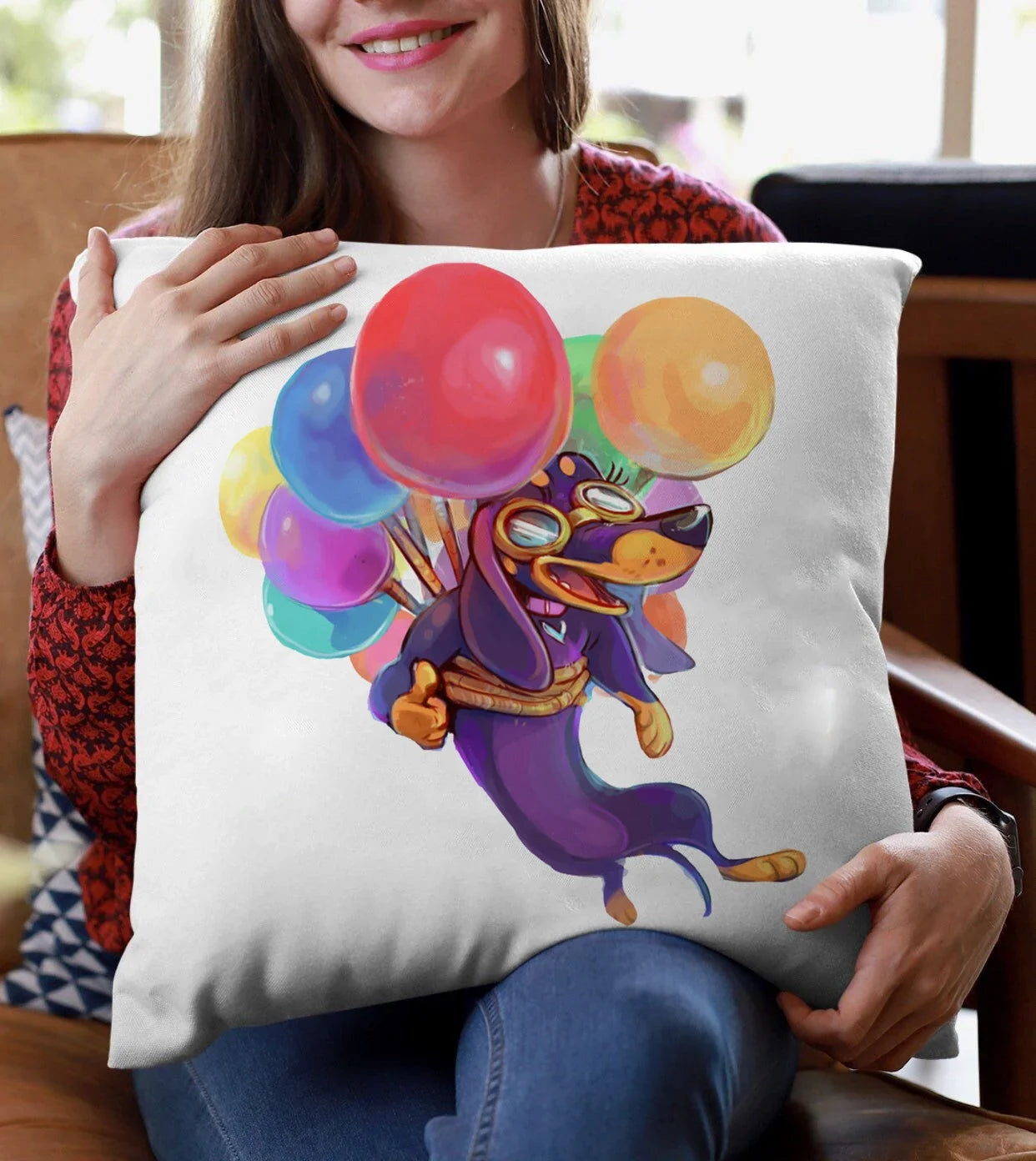 Dachshund Cushion Cover – Cute Sausage Dog Print Pillow Cover for Sofa & Bedroom