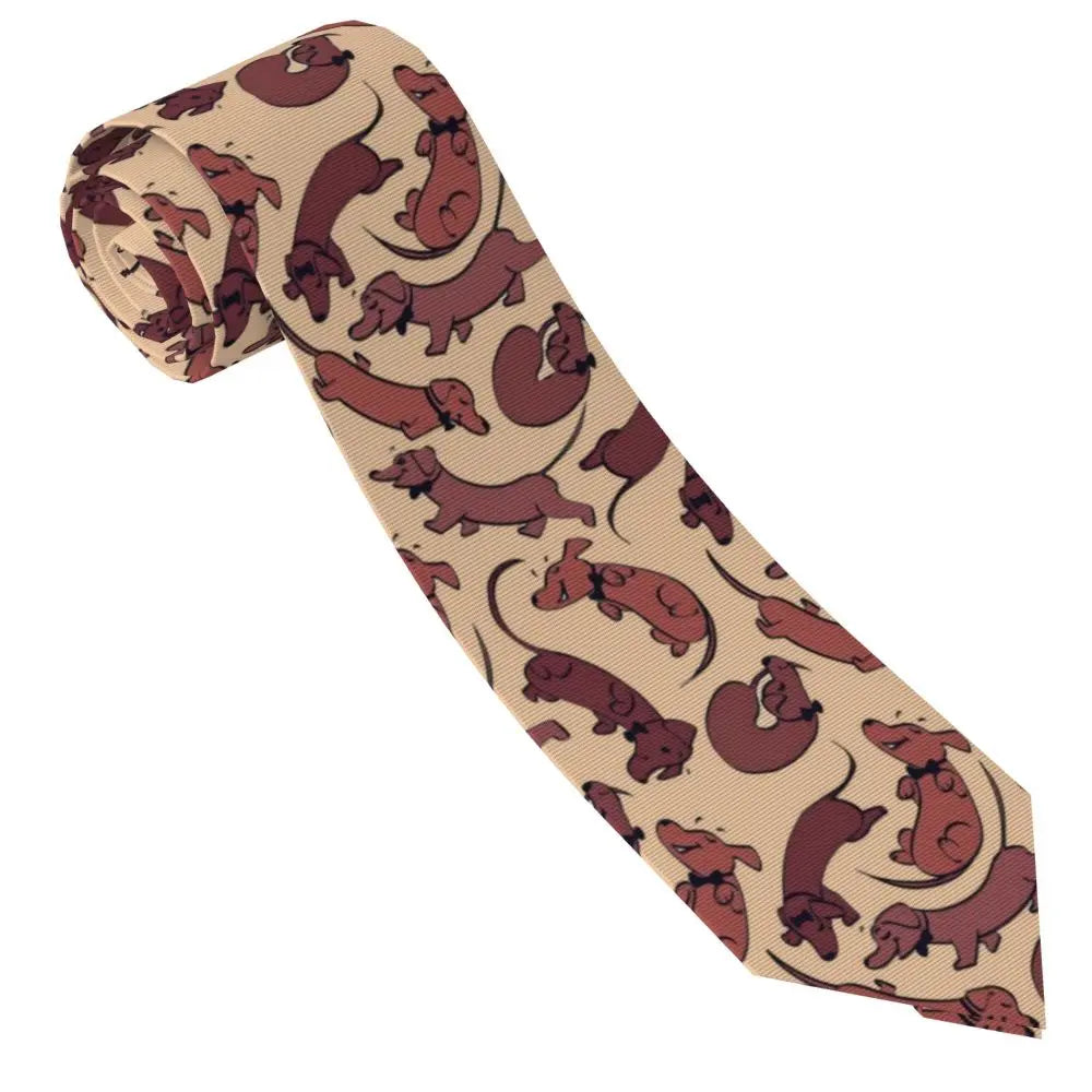 Dachshund Print Men’s Tie – Sausage Dog Novelty Necktie Gift