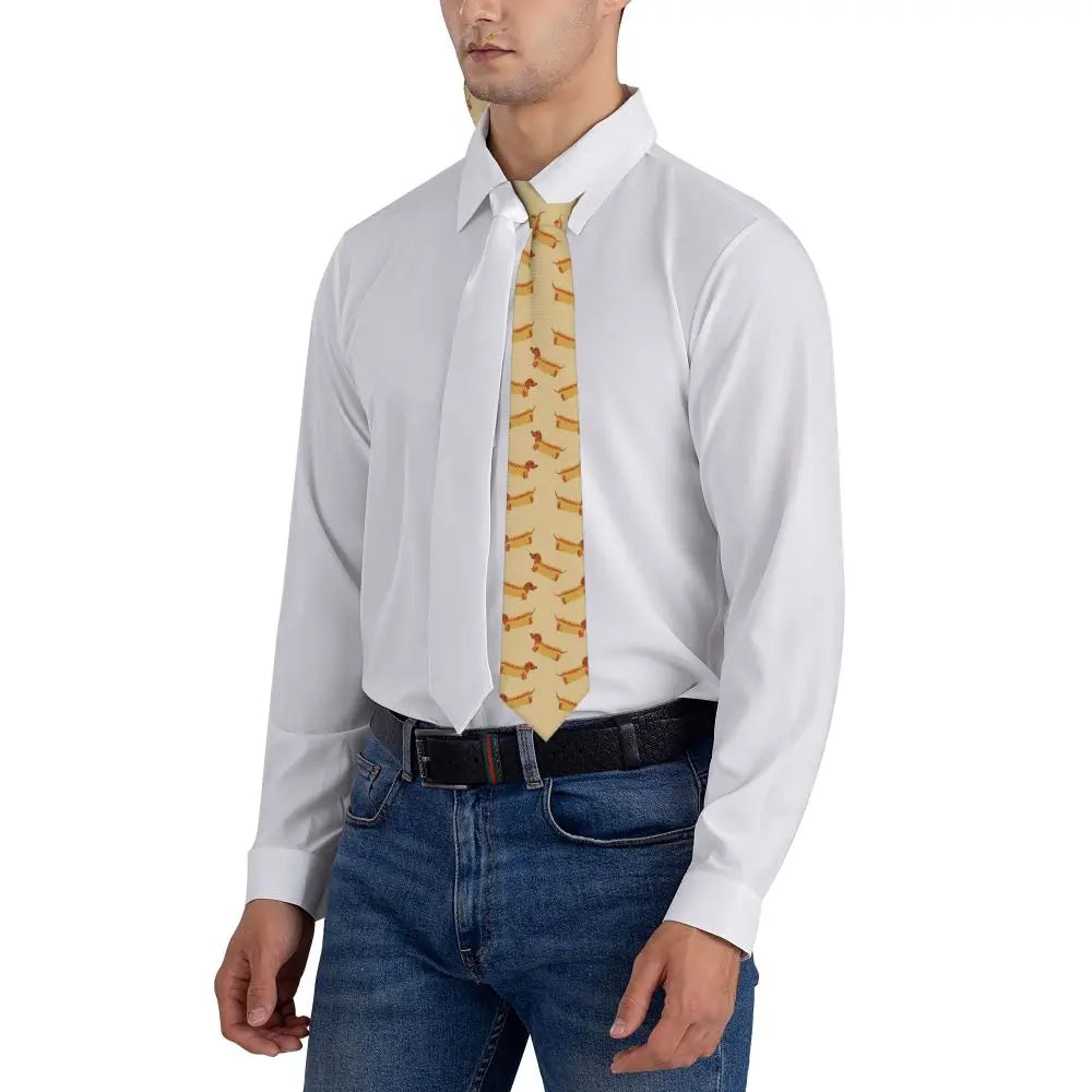 Dachshund Print Men’s Tie – Sausage Dog Novelty Necktie Gift