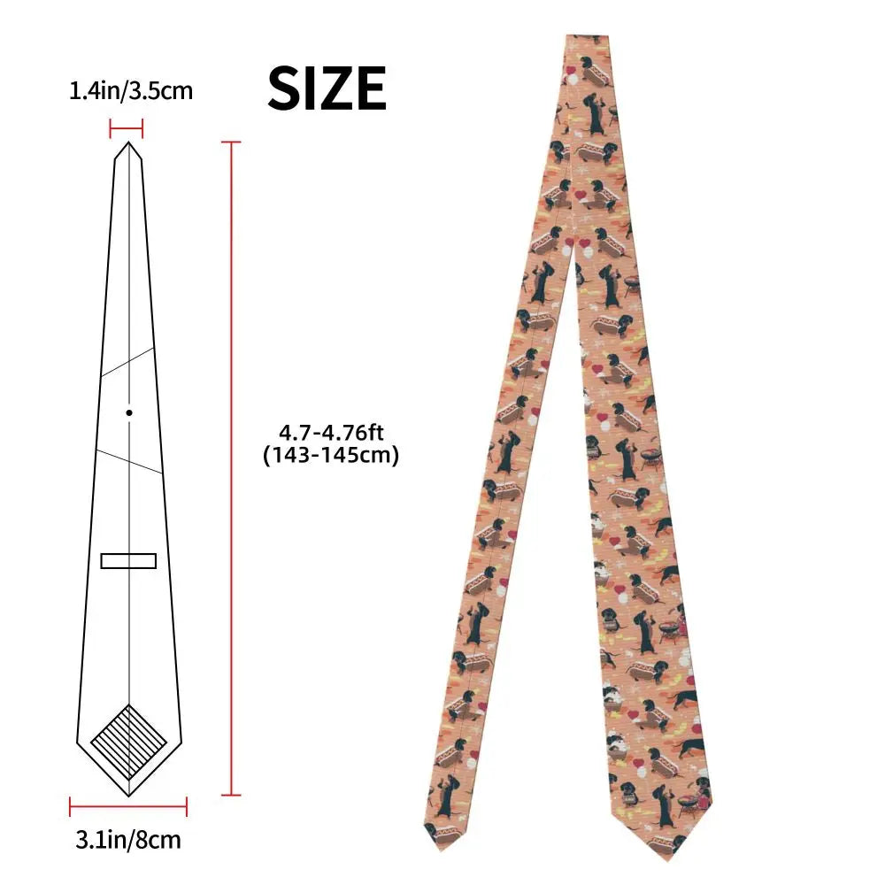 Dachshund Print Men’s Tie – Sausage Dog Novelty Necktie Gift