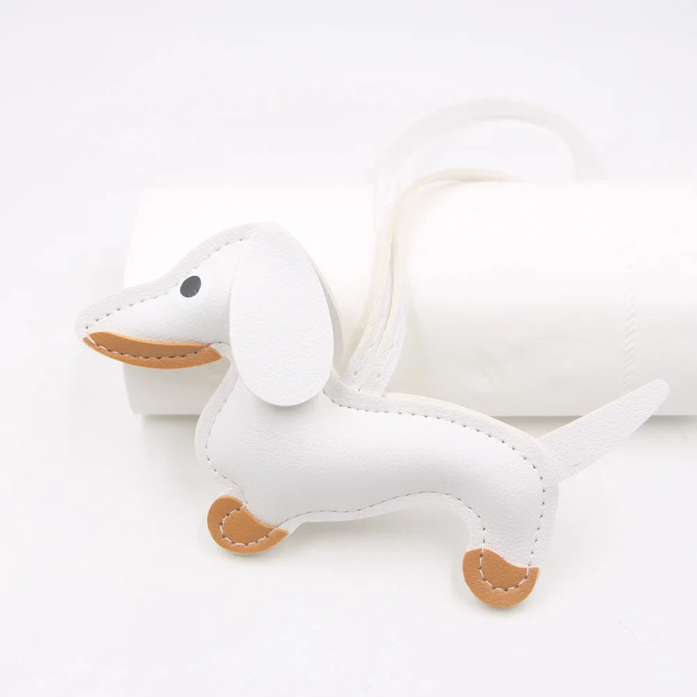 Car Dachshund Dog Keychain | PU Leather Sausage Dog Bag Charm