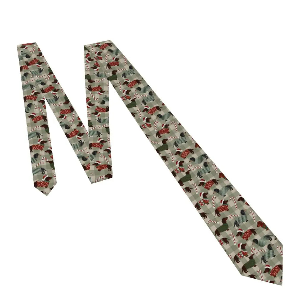 Dachshund Print Men’s Tie – Sausage Dog Novelty Necktie Gift