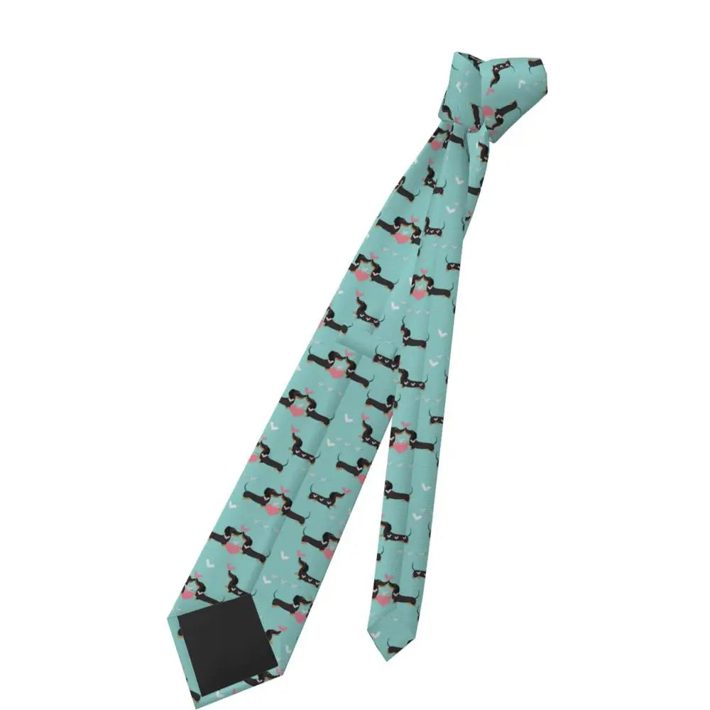 Dachshund Print Men’s Tie – Sausage Dog Novelty Necktie Gift