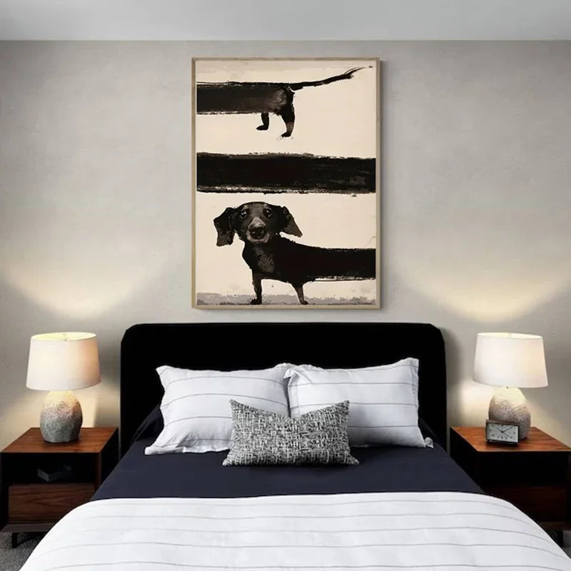 Retro Dachshund Dog Poster – Cute Sausage Dog Wall Art for Home Decor