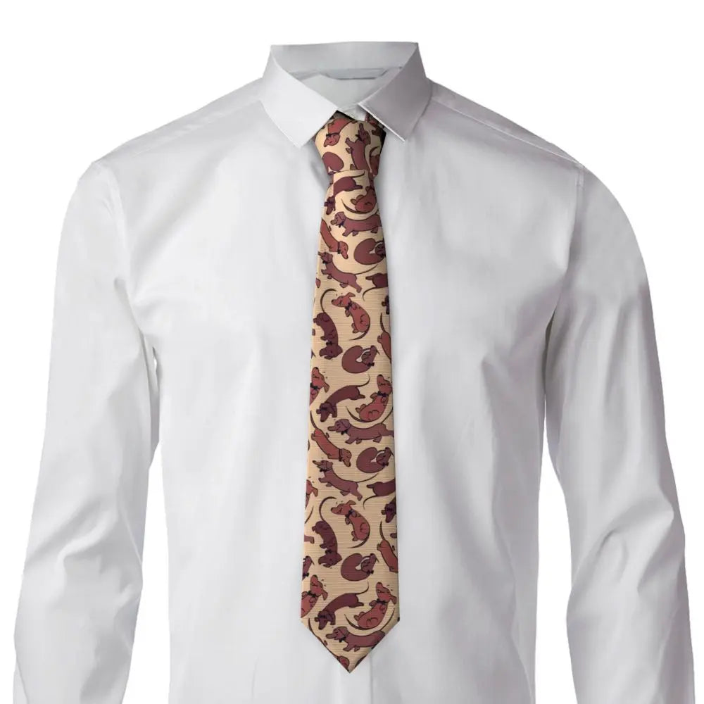 Dachshund Print Men’s Tie – Sausage Dog Novelty Necktie Gift
