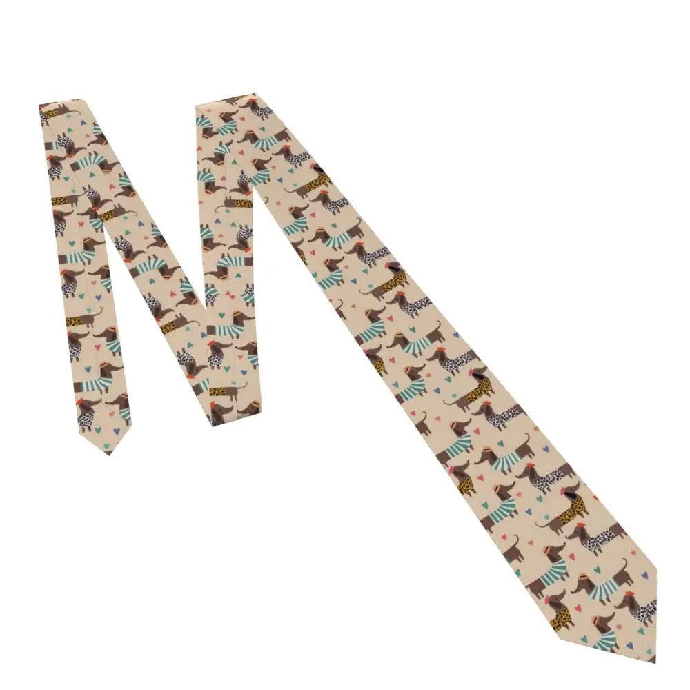 Dachshund Print Men’s Tie – Sausage Dog Novelty Necktie Gift