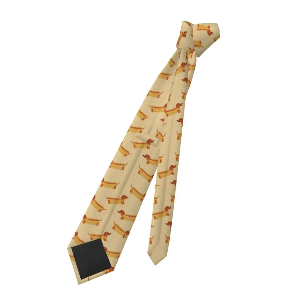 Dachshund Print Men’s Tie – Sausage Dog Novelty Necktie Gift