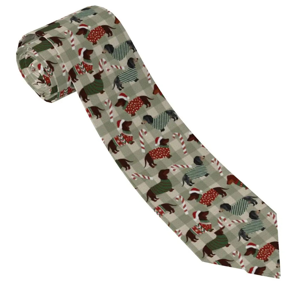 Dachshund Print Men’s Tie – Sausage Dog Novelty Necktie Gift