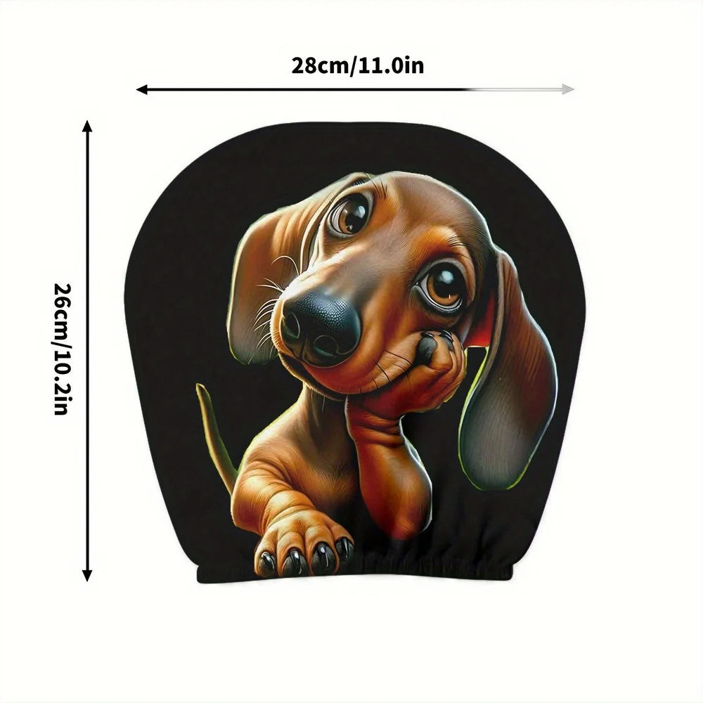 Cute Dachshund Car Headrest Covers (2PCS) – Sausage Dog Print, Elastic & Stain Resistant