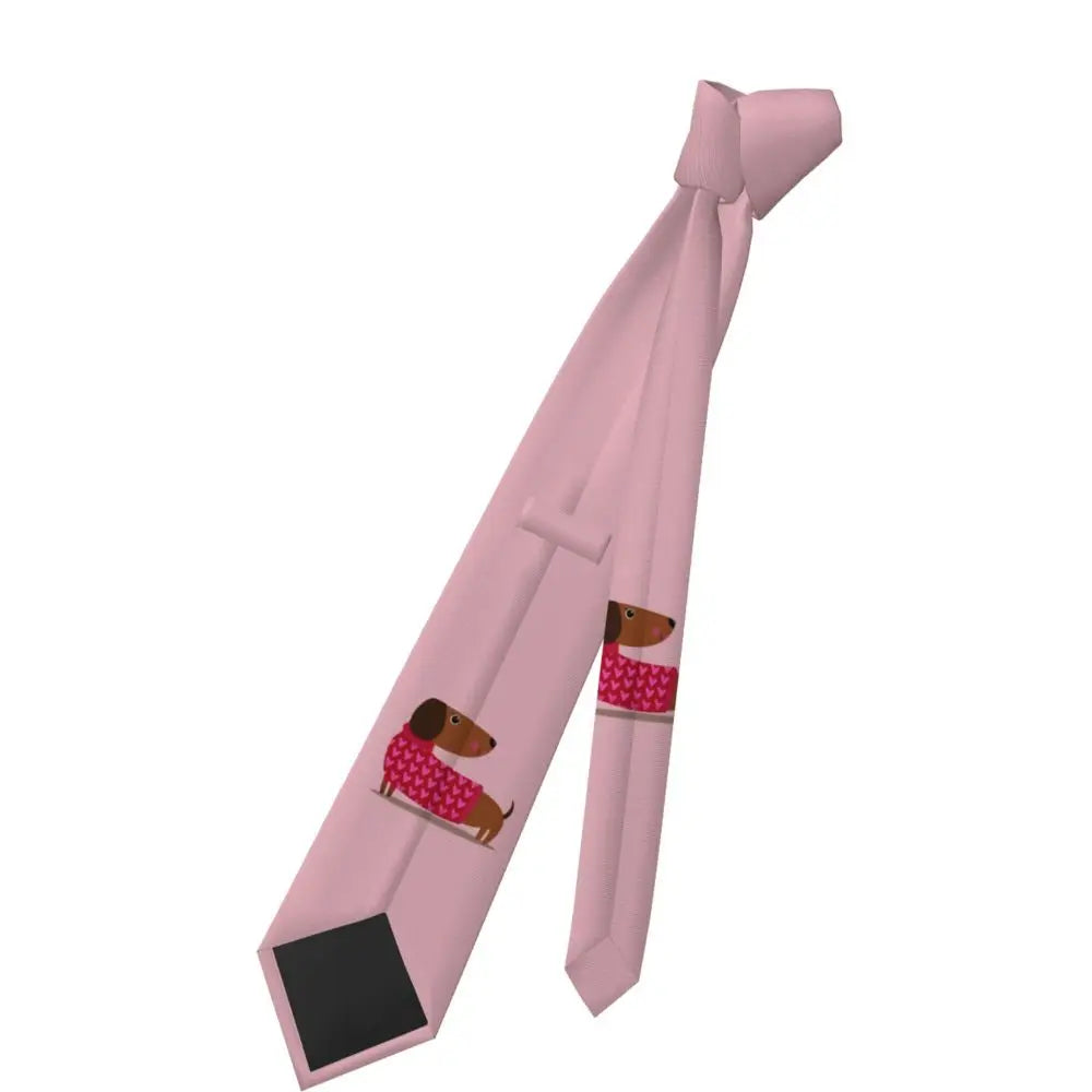 Dachshund Print Men’s Tie – Sausage Dog Novelty Necktie Gift