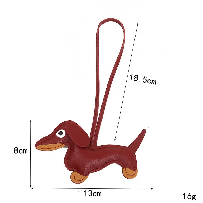 Car Dachshund Dog Keychain | PU Leather Sausage Dog Bag Charm