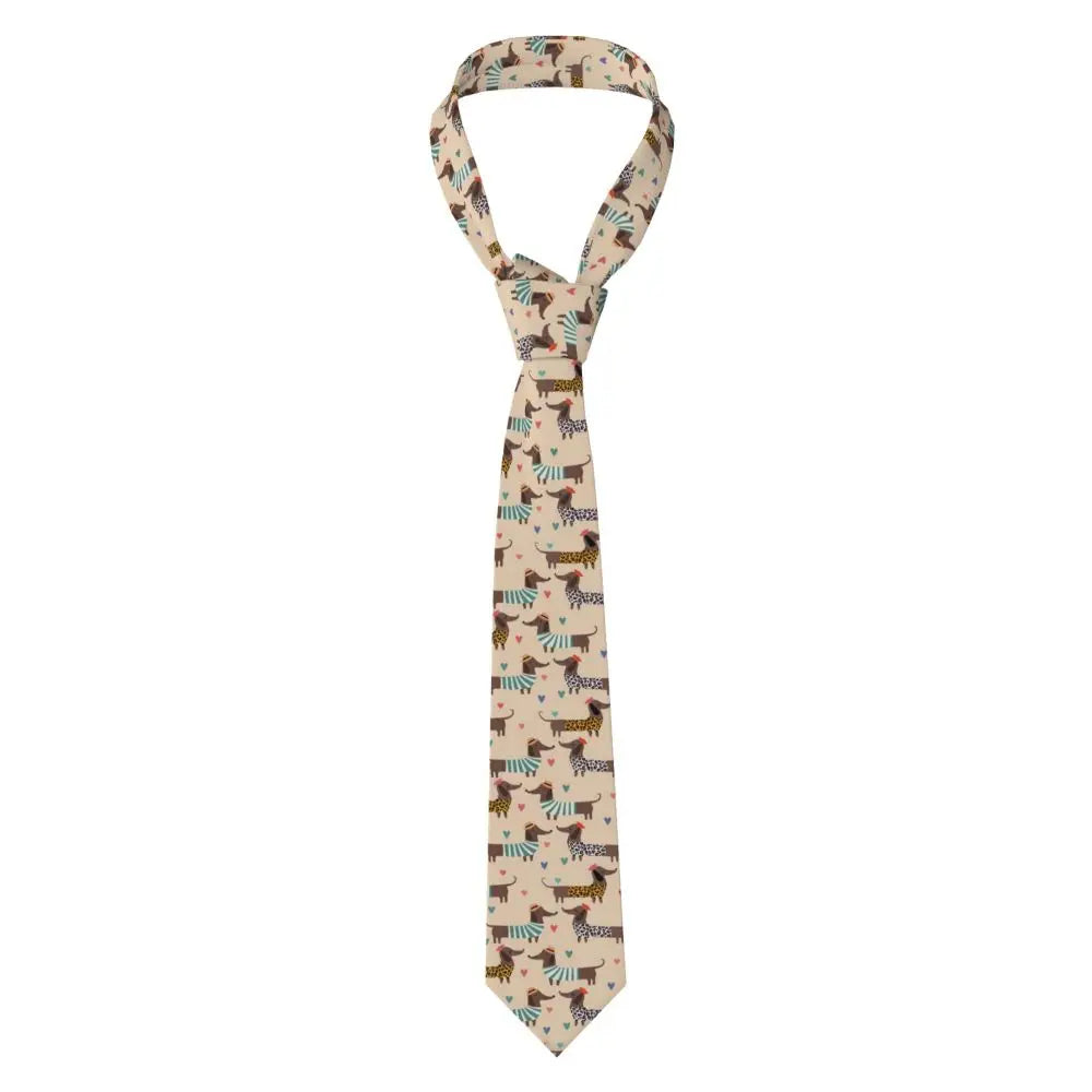 Dachshund Print Men’s Tie – Sausage Dog Novelty Necktie Gift