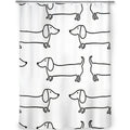 Dachshund Black & White Shower Curtain – Waterproof Bathroom Decor with Sausage Dog Print