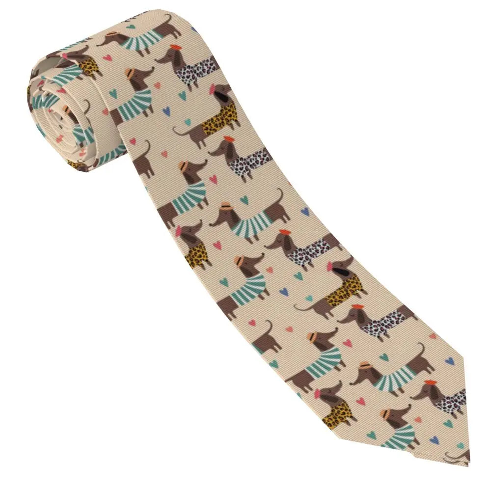 Dachshund Print Men’s Tie – Sausage Dog Novelty Necktie Gift