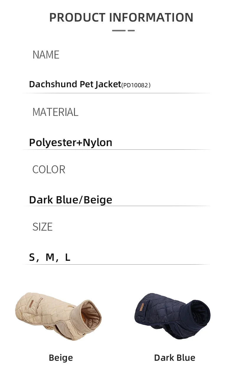 Long Dog Winter Jacket – Water-Repellent Dachshund Coat