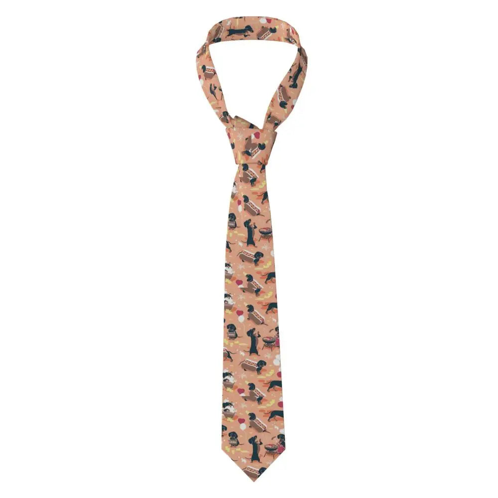 Dachshund Print Men’s Tie – Sausage Dog Novelty Necktie Gift