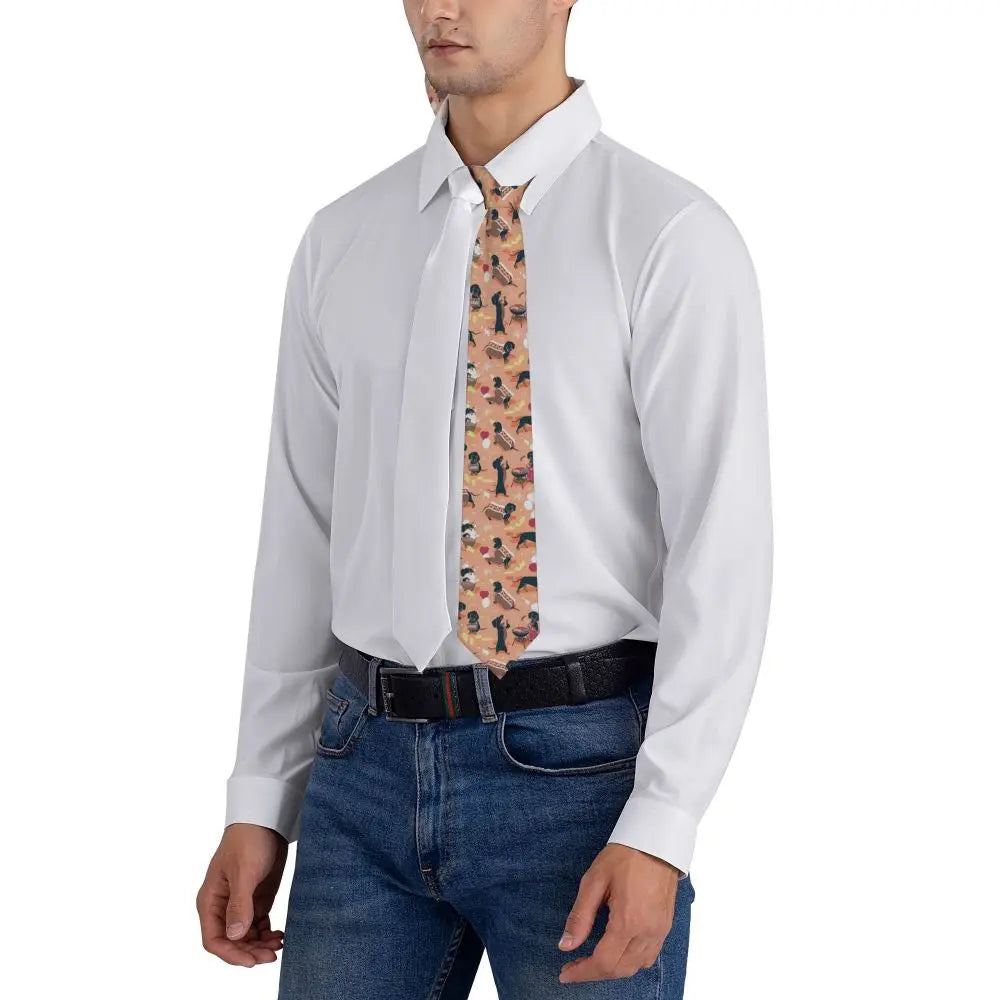 Dachshund Print Men’s Tie – Sausage Dog Novelty Necktie Gift