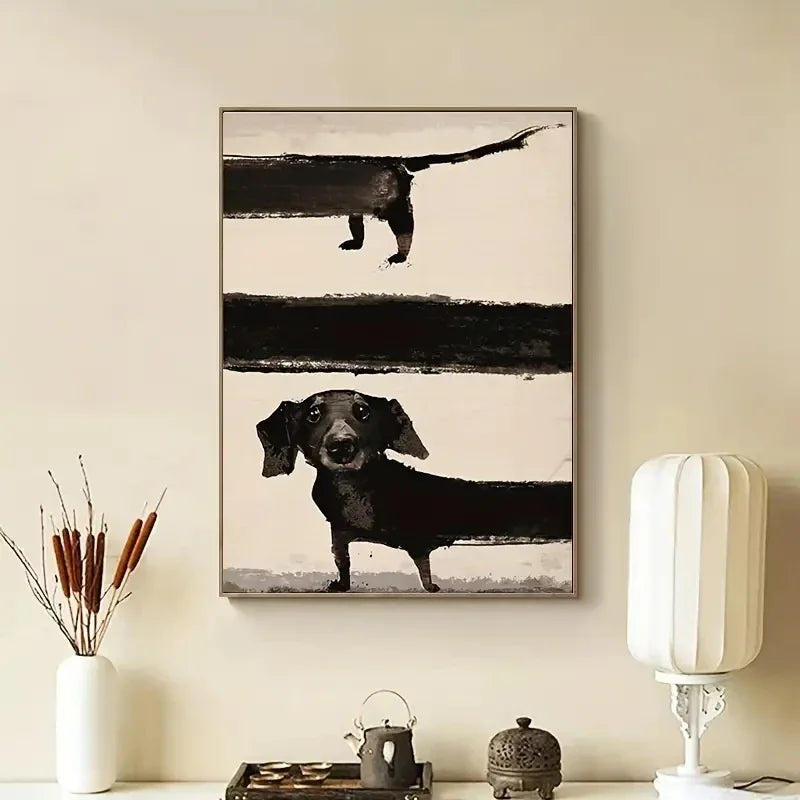 Retro Dachshund Dog Poster – Cute Sausage Dog Wall Art for Home Decor
