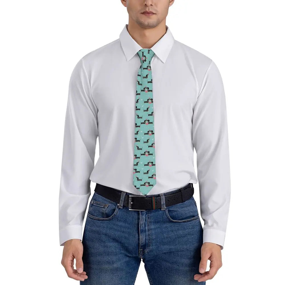 Dachshund Print Men’s Tie – Sausage Dog Novelty Necktie Gift