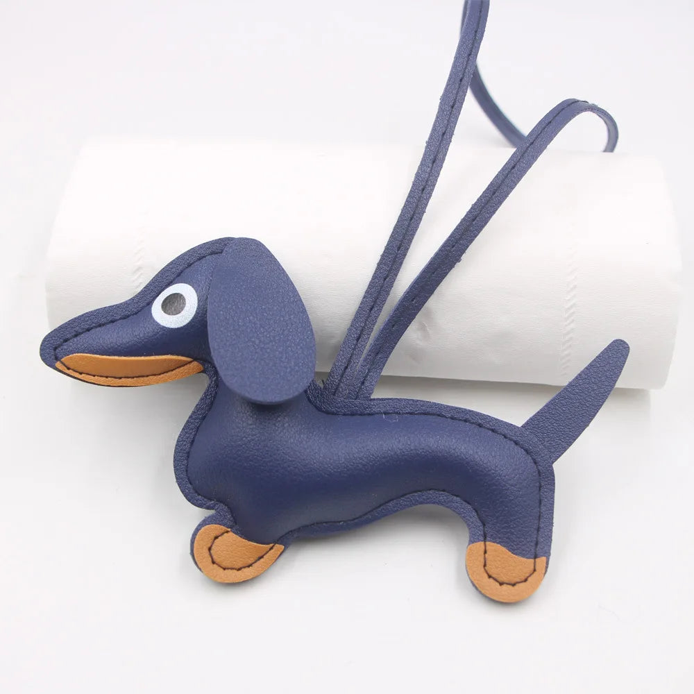 Car Dachshund Dog Keychain | PU Leather Sausage Dog Bag Charm
