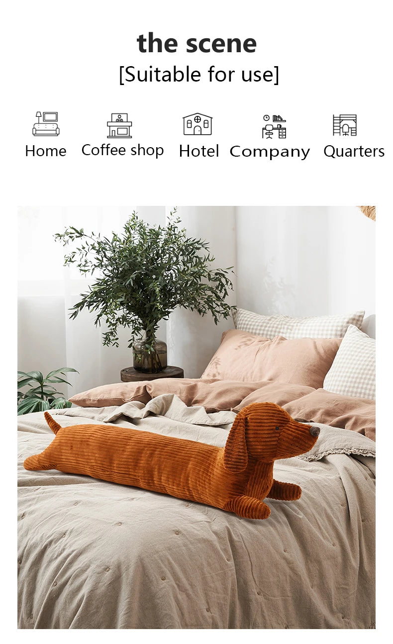 Dachshund Plush Hug Pillow – Soft Long Dog Stuffed Throw Cushion for Sofa