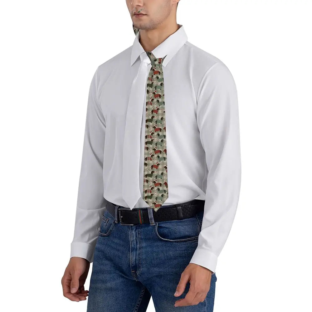 Dachshund Print Men’s Tie – Sausage Dog Novelty Necktie Gift