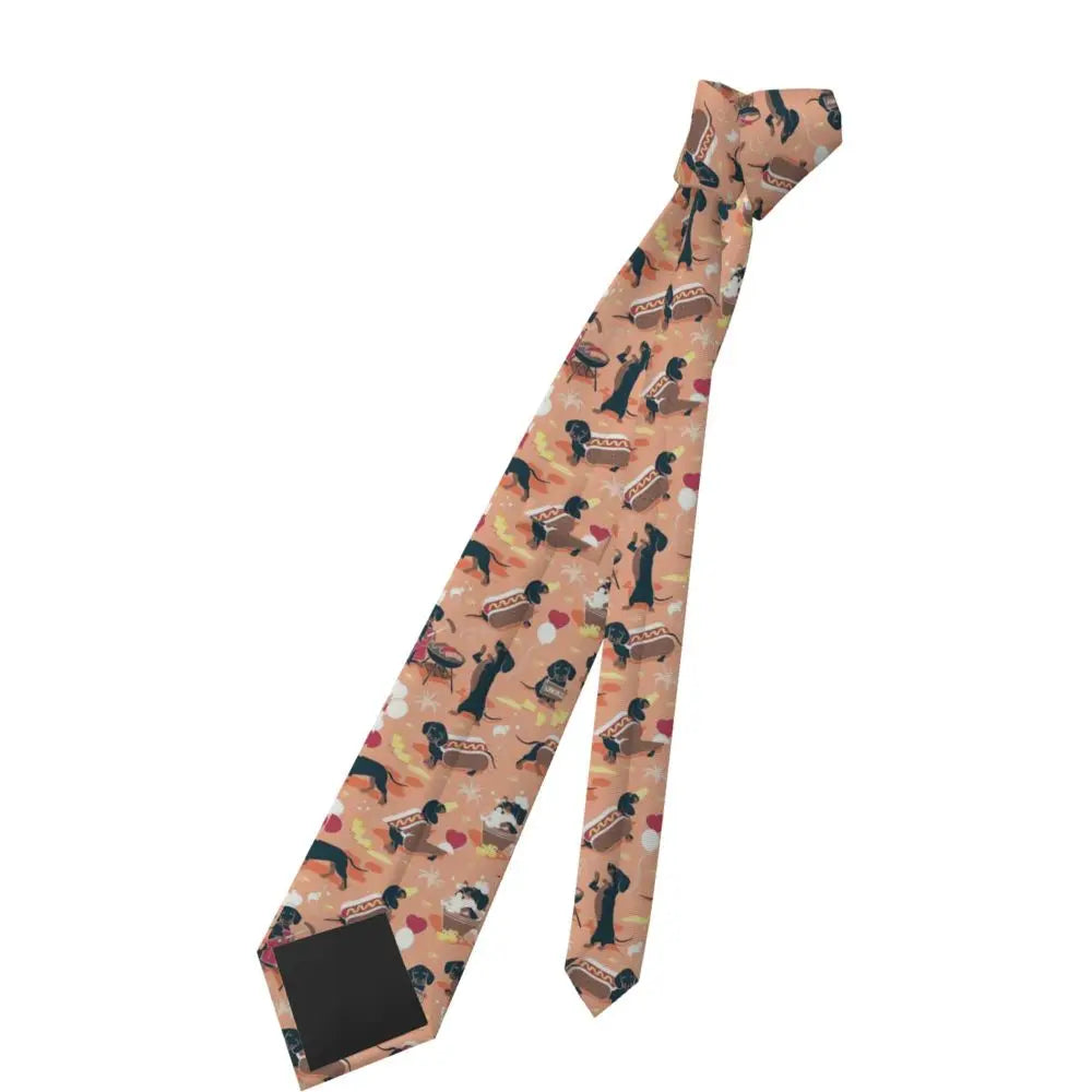 Dachshund Print Men’s Tie – Sausage Dog Novelty Necktie Gift