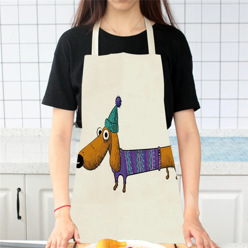 Long Dog Kitchen Apron – Dachshund Print Everyday Cooking Apron