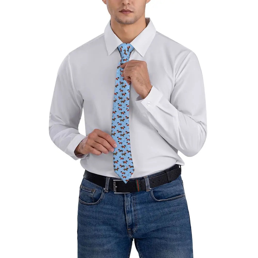 Dachshund Print Men’s Tie – Sausage Dog Novelty Necktie Gift