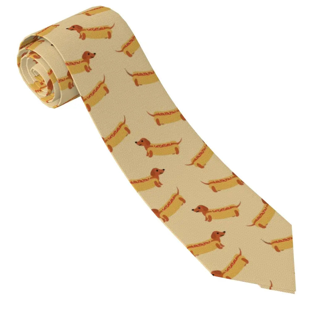Dachshund Print Men’s Tie – Sausage Dog Novelty Necktie Gift