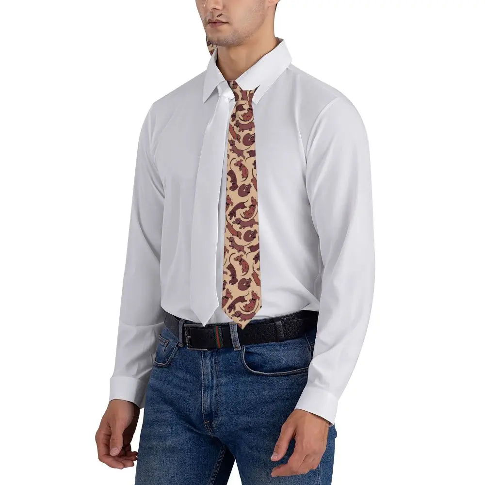 Dachshund Print Men’s Tie – Sausage Dog Novelty Necktie Gift