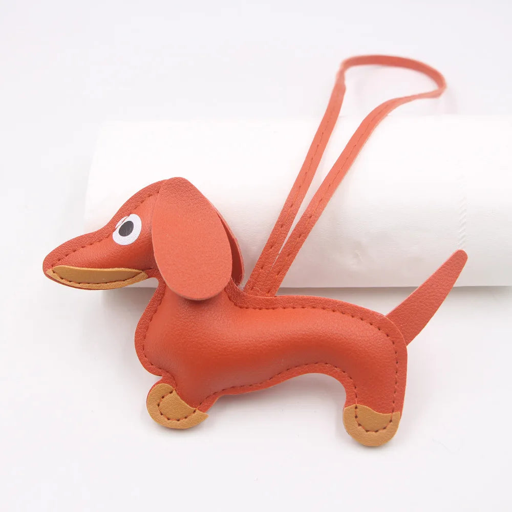 Car Dachshund Dog Keychain | PU Leather Sausage Dog Bag Charm