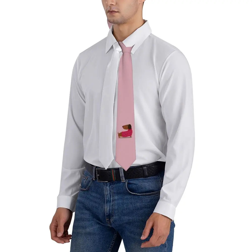 Dachshund Print Men’s Tie – Sausage Dog Novelty Necktie Gift