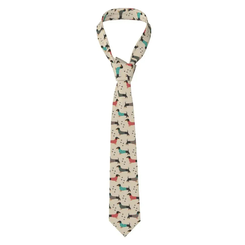 Dachshund Print Men’s Tie – Sausage Dog Novelty Necktie Gift