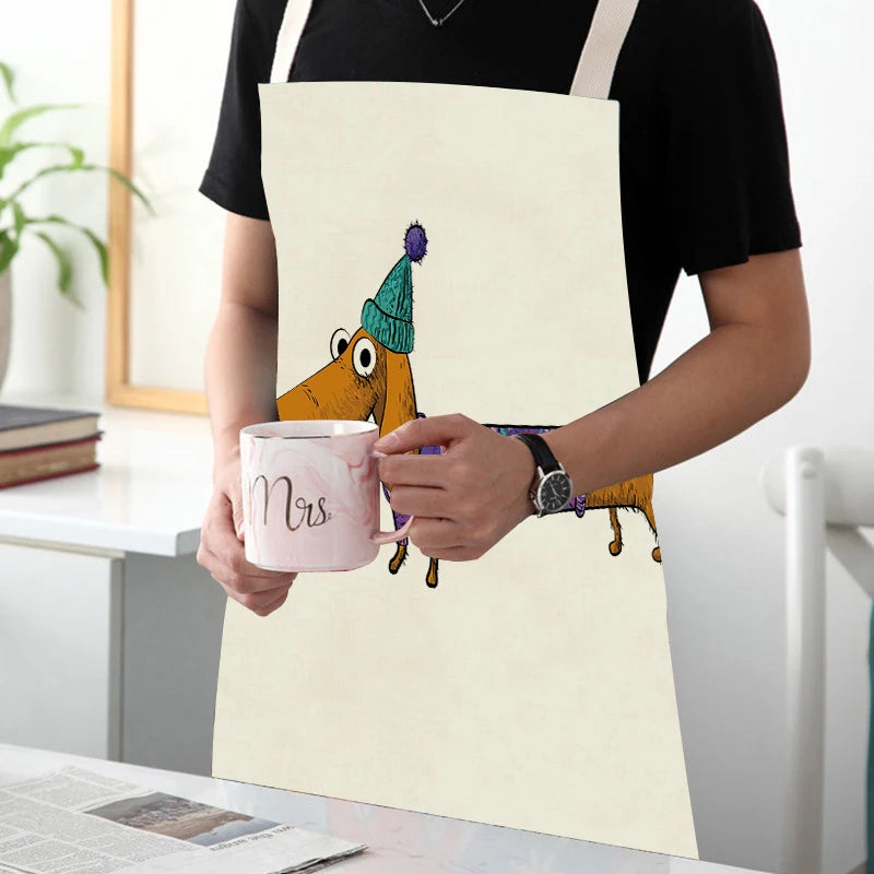 Long Dog Kitchen Apron – Dachshund Print Everyday Cooking Apron