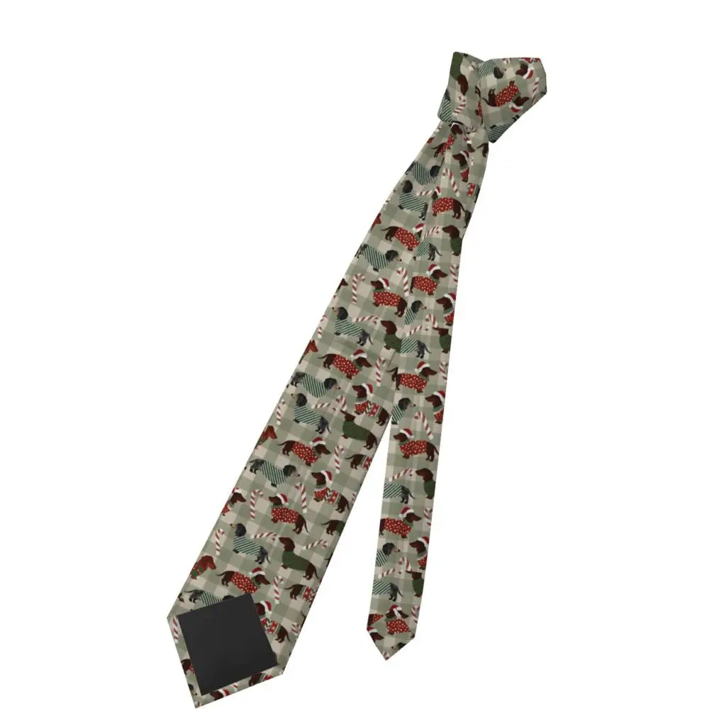 Dachshund Print Men’s Tie – Sausage Dog Novelty Necktie Gift
