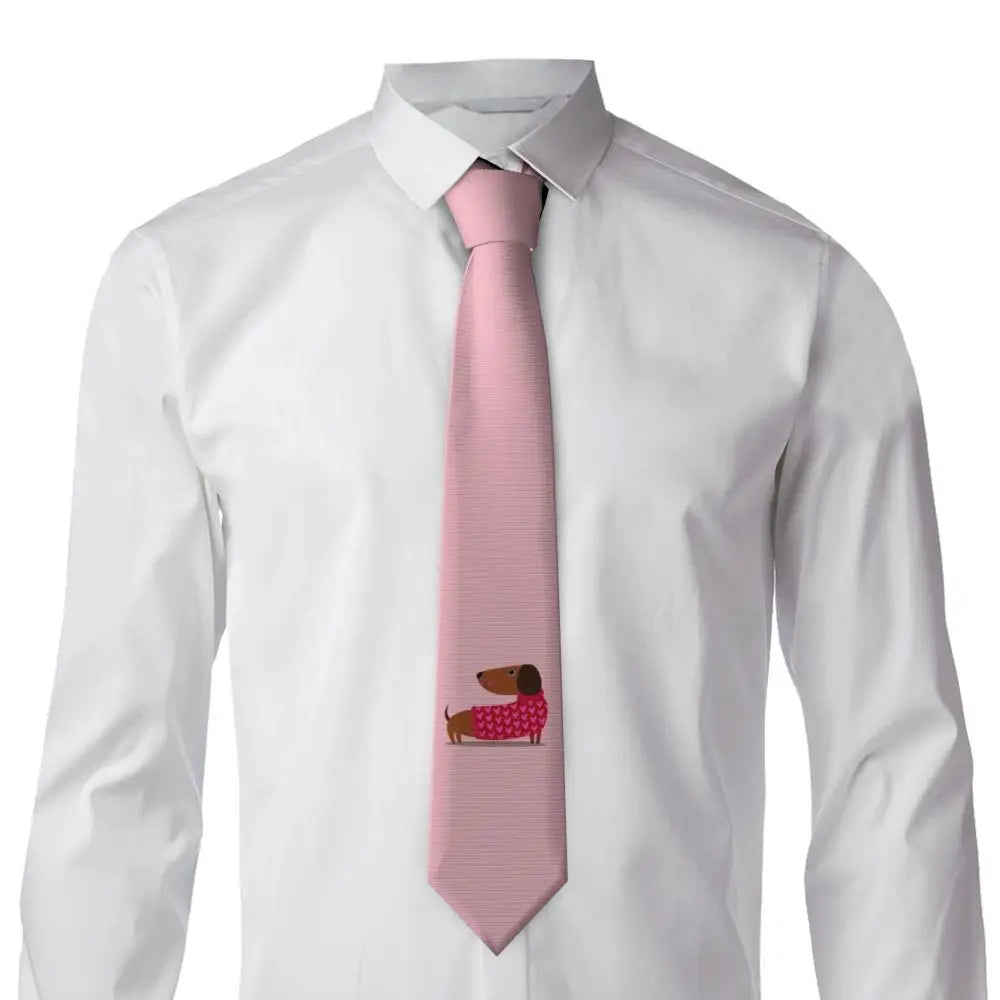 Dachshund Print Men’s Tie – Sausage Dog Novelty Necktie Gift
