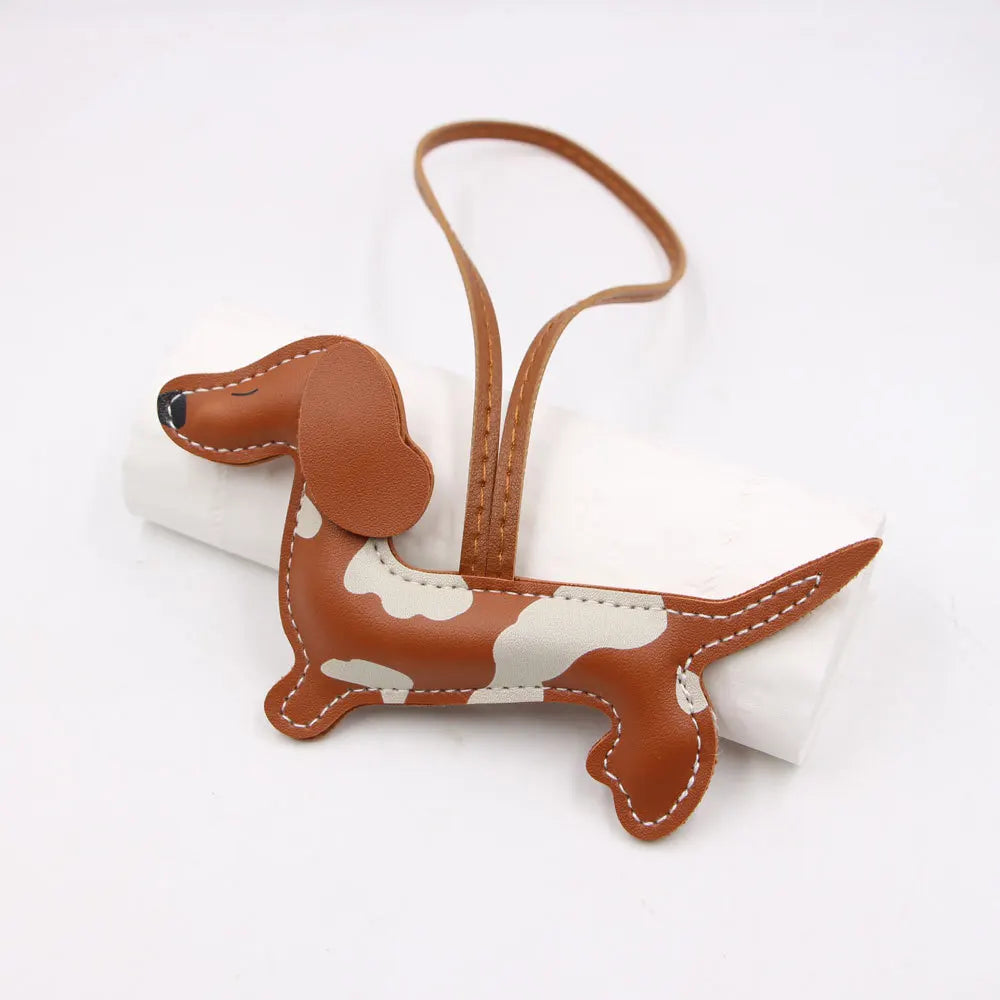 Dachshund PU Leather Dog Keychain – Cute Sausage Dog Bag Charm