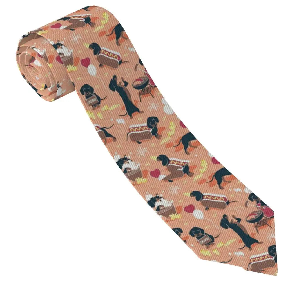 Dachshund Print Men’s Tie – Sausage Dog Novelty Necktie Gift