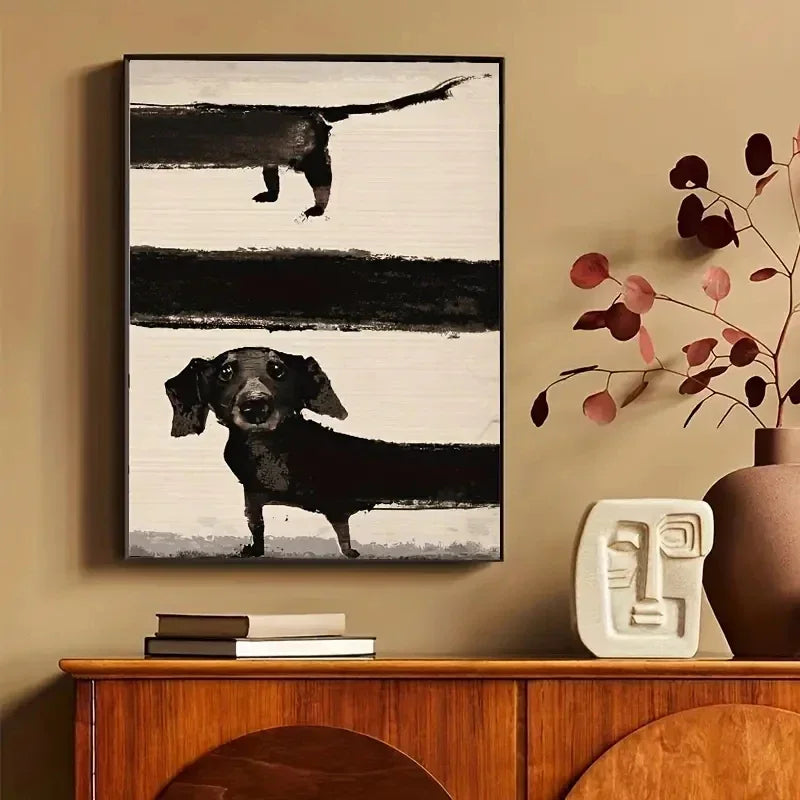 Retro Dachshund Dog Poster – Cute Sausage Dog Wall Art for Home Decor