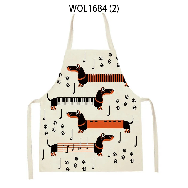 Long Dog Kitchen Apron – Dachshund Print Everyday Cooking Apron