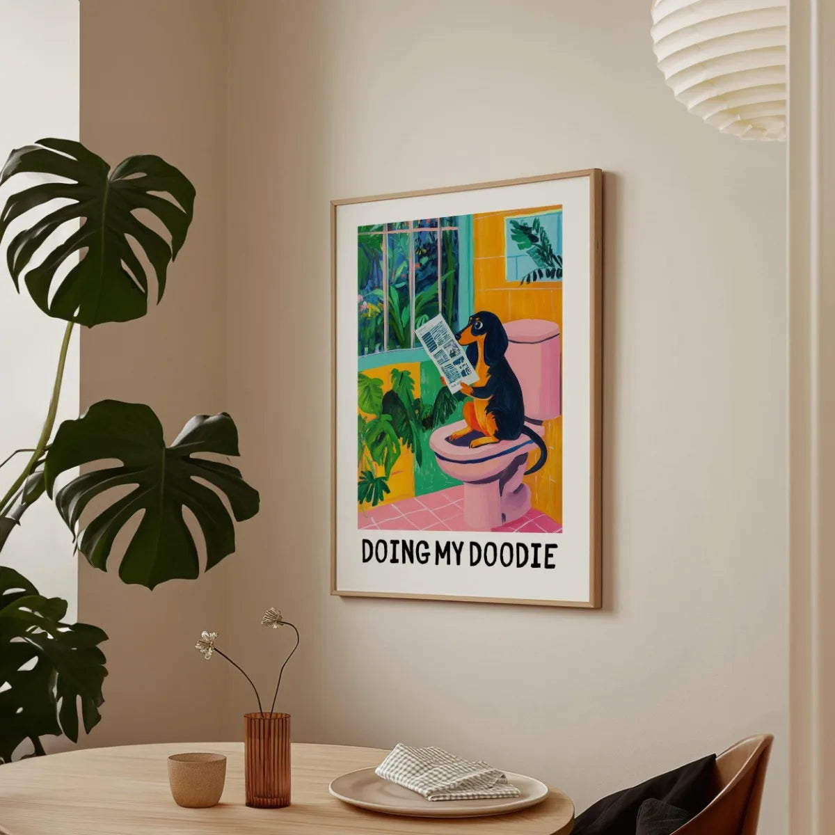 Vintage Dachshund Animal Abstract Canvas Prints Poster Retro Funny Art Prints Bathroom Toilet Wall Art Home Decor Art Poster