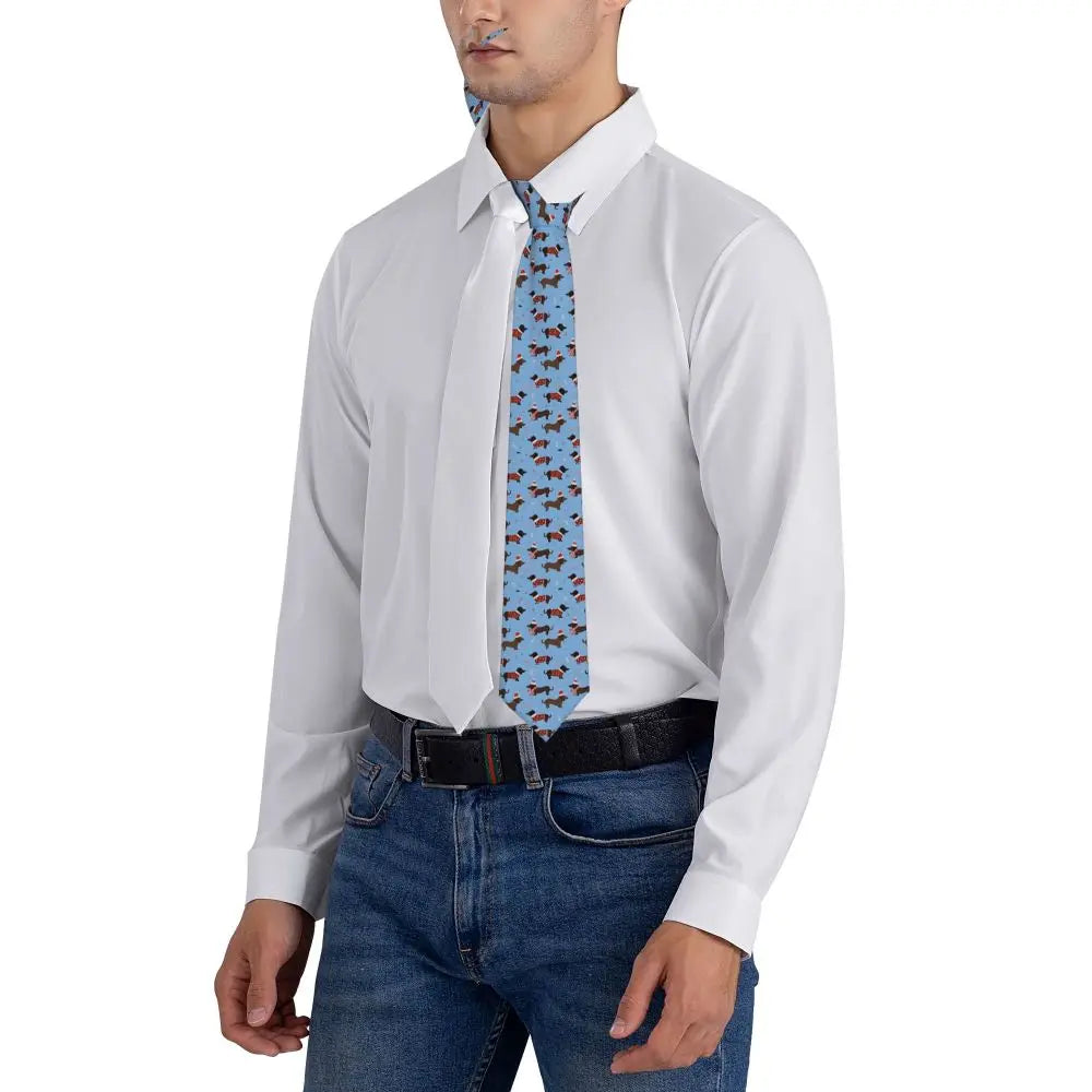 Dachshund Print Men’s Tie – Sausage Dog Novelty Necktie Gift