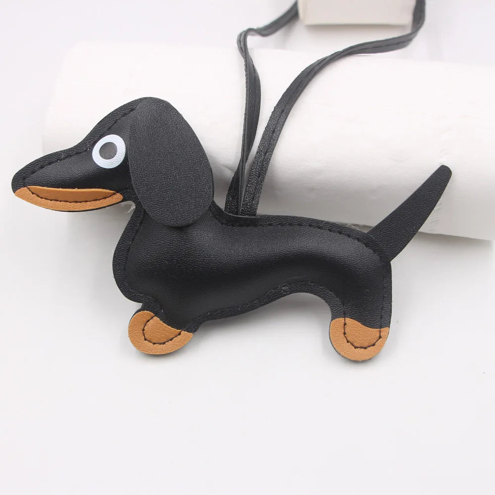 Car Dachshund Dog Keychain | PU Leather Sausage Dog Bag Charm