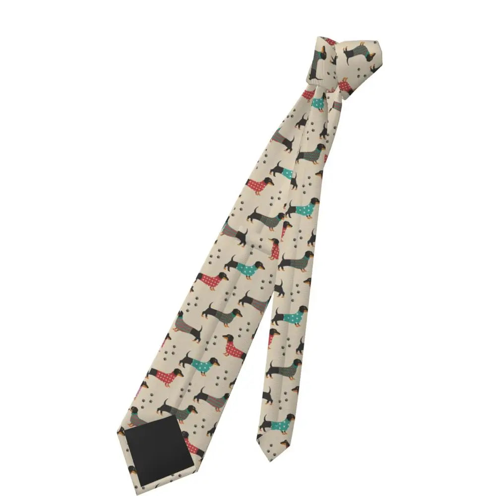 Dachshund Print Men’s Tie – Sausage Dog Novelty Necktie Gift