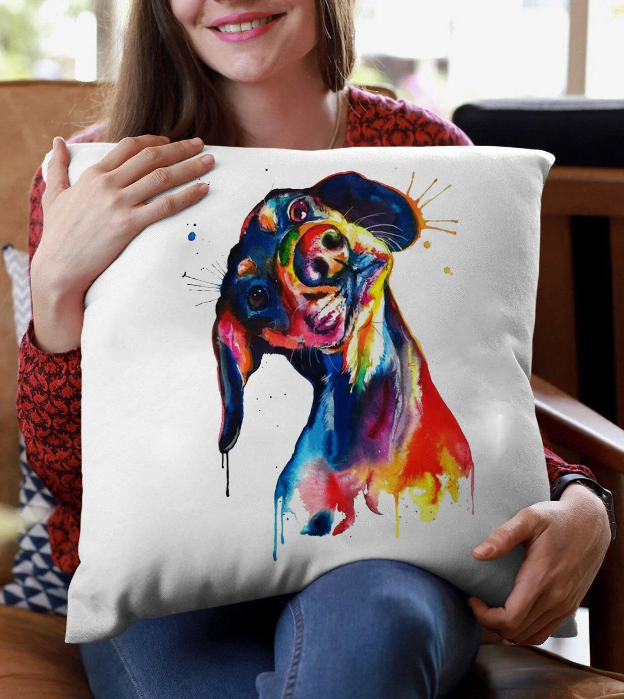 Dachshund Cushion Cover – Cute Sausage Dog Print Pillow Cover for Sofa & Bedroom