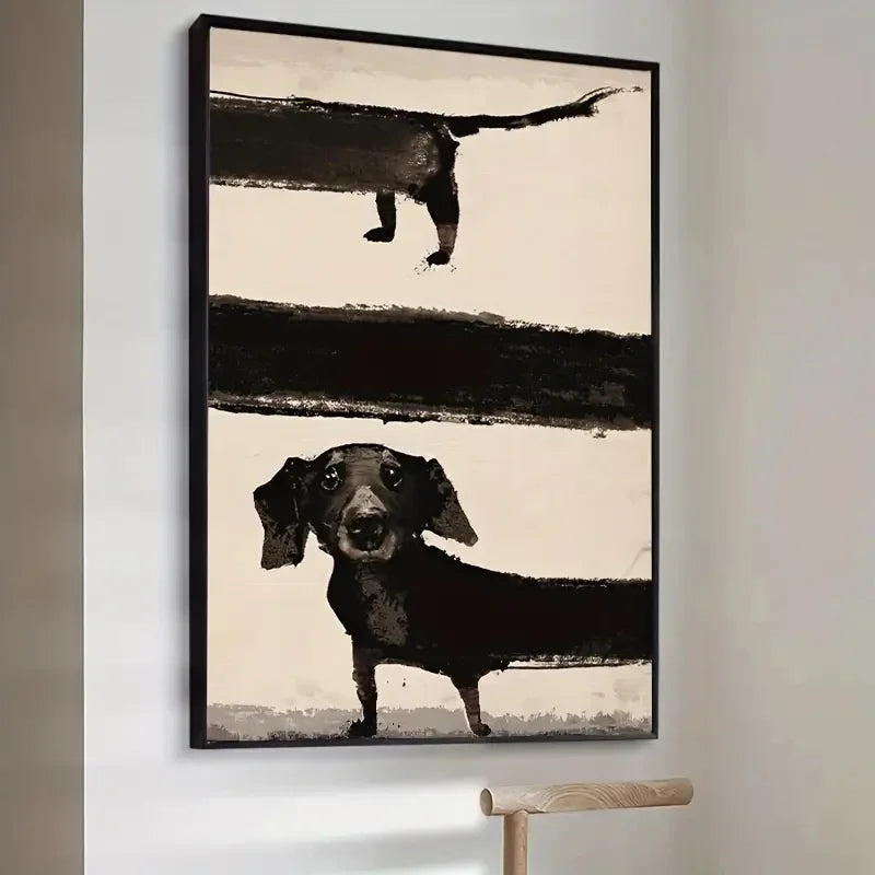 Retro Dachshund Dog Poster – Cute Sausage Dog Wall Art for Home Decor