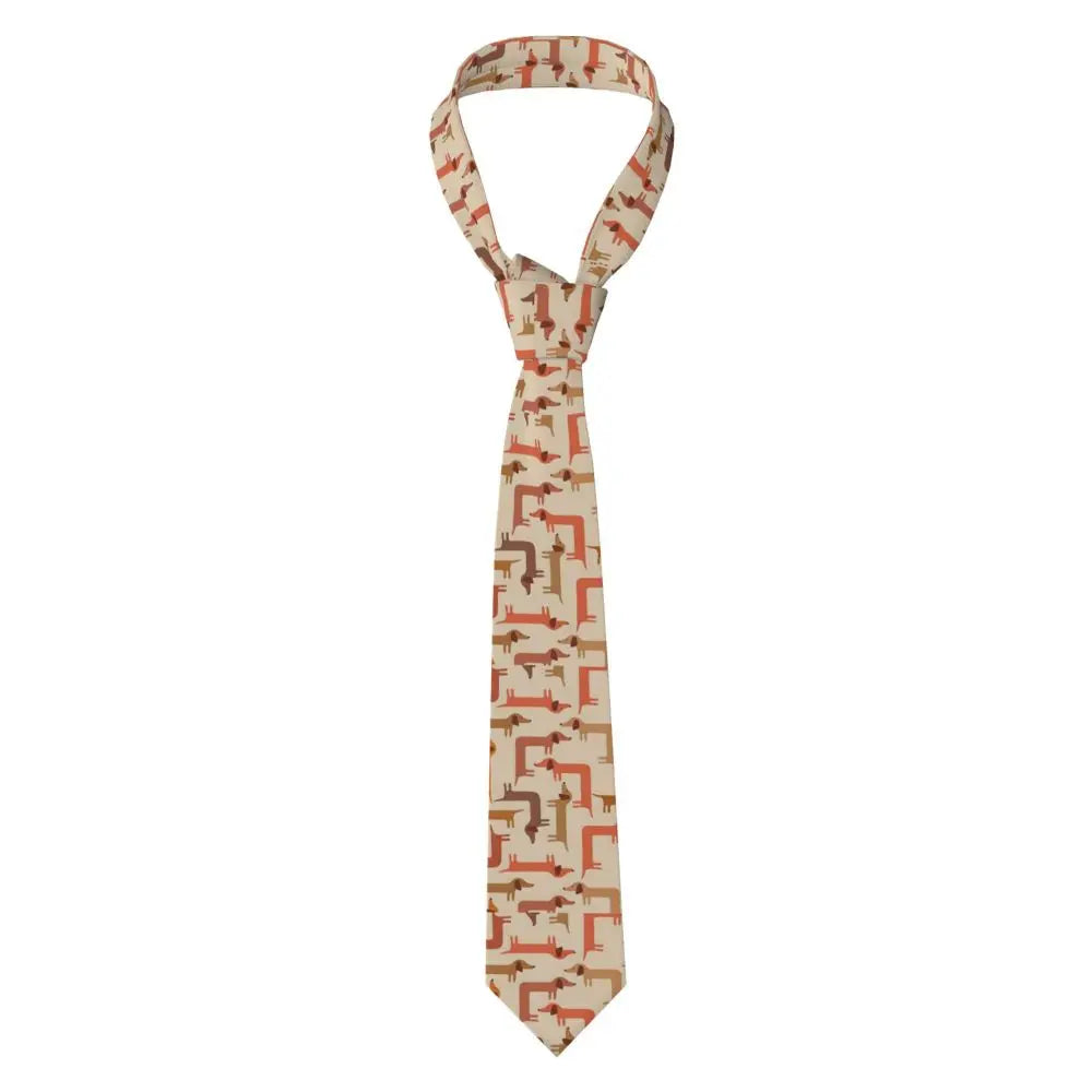 Dachshund Print Men’s Tie – Sausage Dog Novelty Necktie Gift