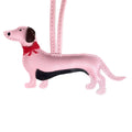 Elegant Dachshund Leather Bag Charm with Red Bow – Cute Pet Lover Gift
